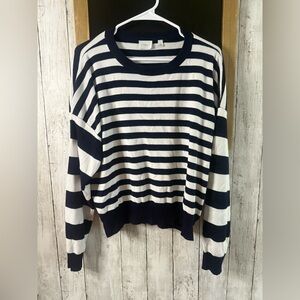 Women’s Large Cyrus Navy/White Striped Casual Sweater 117